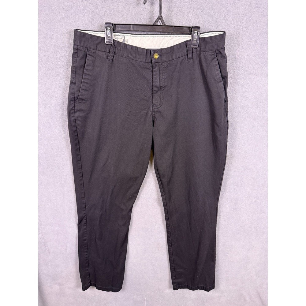 Volcom Mens Pants Size‎ 38 Chino Straight Leg Black Pockets Skate Clean EUC